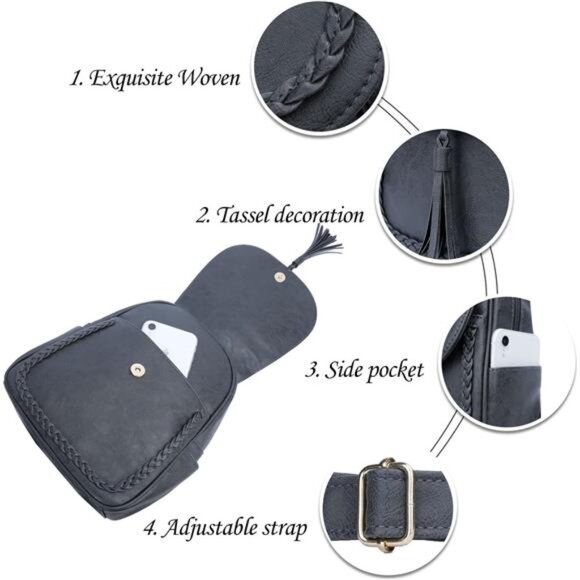 Leather Tassel Backpack Purse For Women